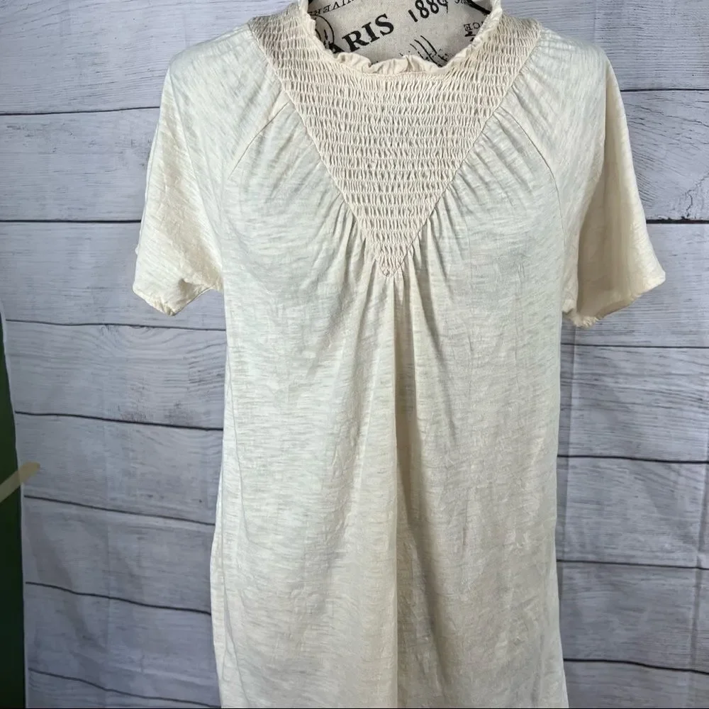 Sundance Smocked Top Ivory Cream size Small